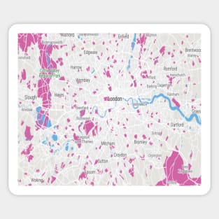 London purple/white map Sticker